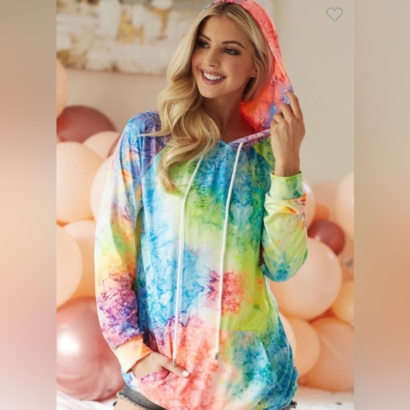 BiBi Tops - BiBi Vibrant Super Soft Tie-Dye Hoodie